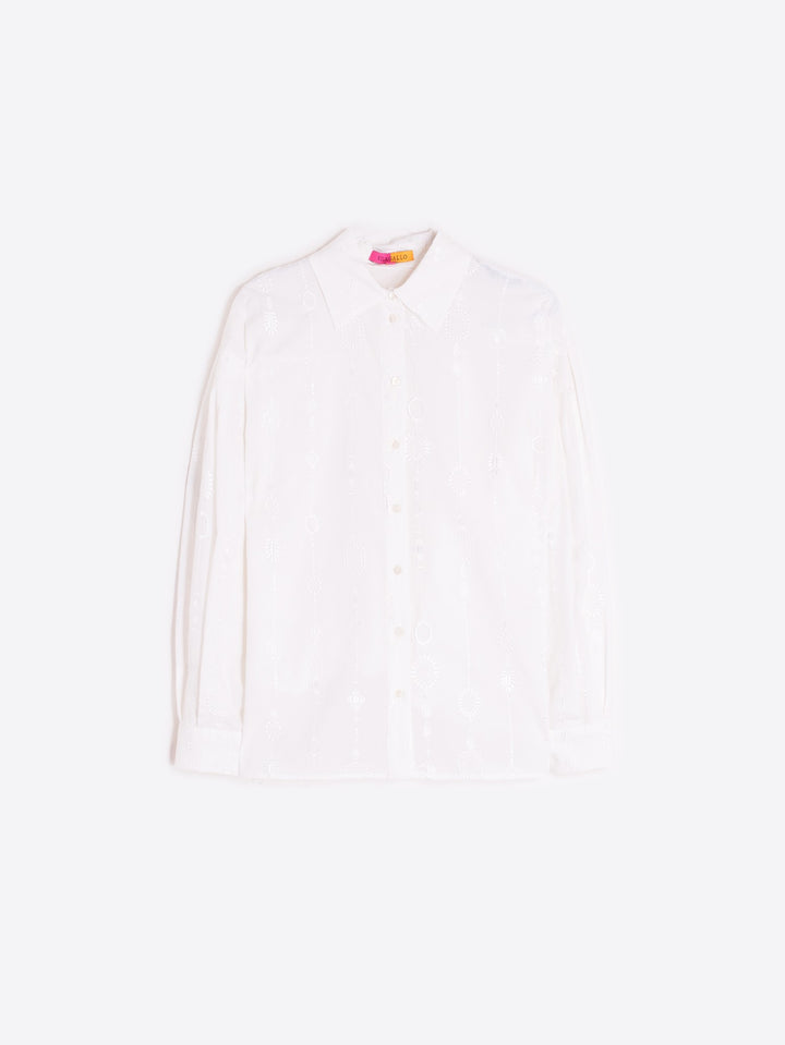 WHITE SHIRT GEOMETRIC EMBROIDERY