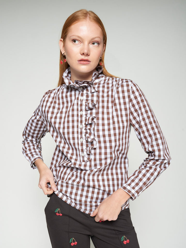 VICHY CHECK PATTERN - BROWN/WHITE