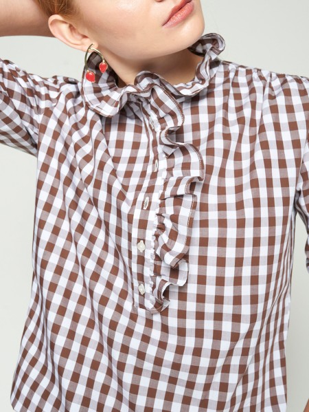 VICHY CHECK PATTERN - BROWN/WHITE
