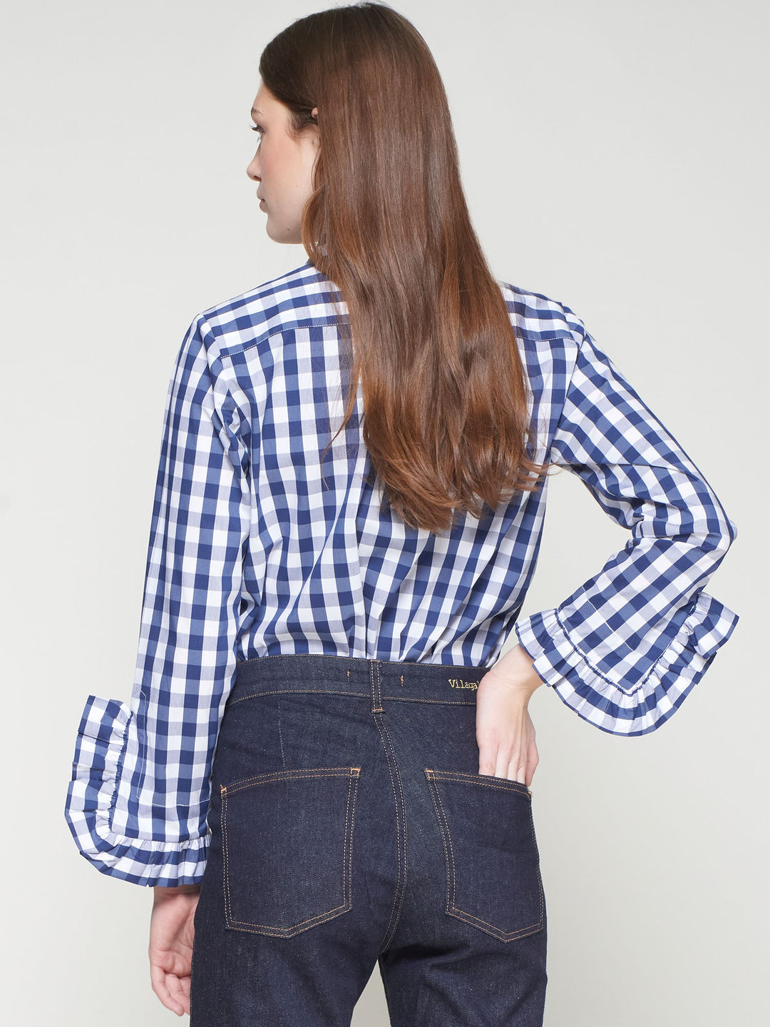 GINGHAM SHIRT WITH XL RUFFLES - 32816