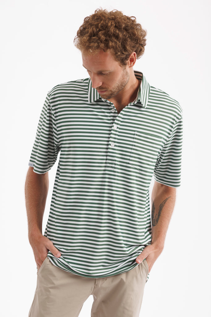 Stripe Polo - Green