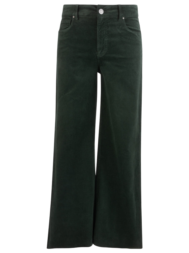 Meg High Rise Fab Wide Leg Raw Hem-Evergreen
