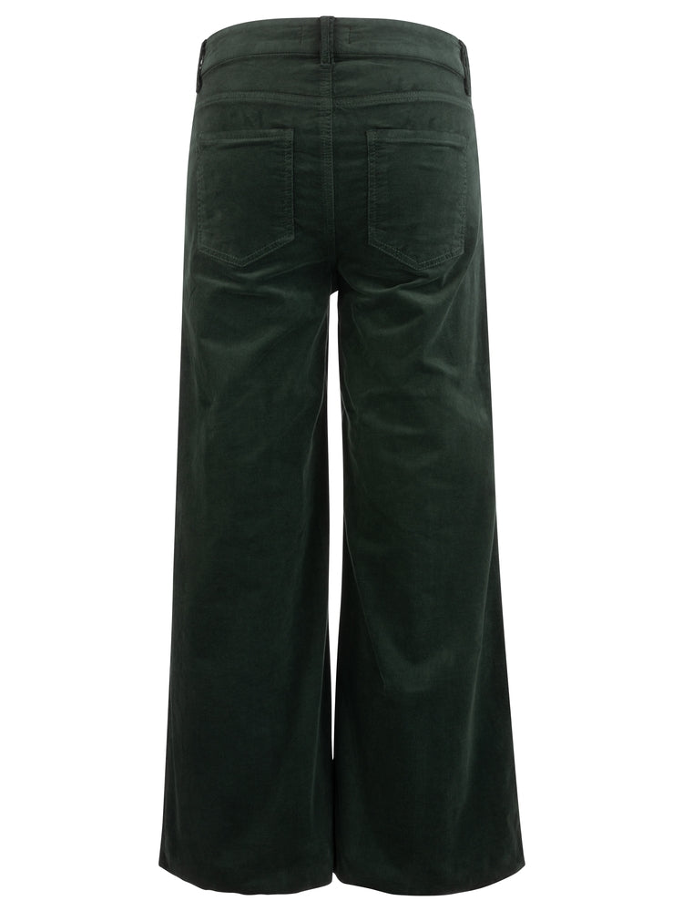 Meg High Rise Fab Wide Leg Raw Hem-Evergreen
