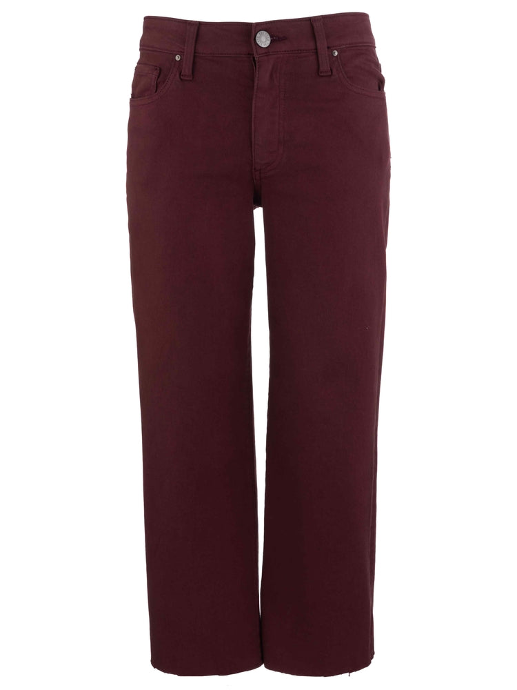 Charlotte High Rise Wide Leg Raw Hem-Claret