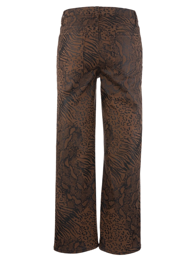 Charlotte High Rise Wide Leg-Khaki Animal