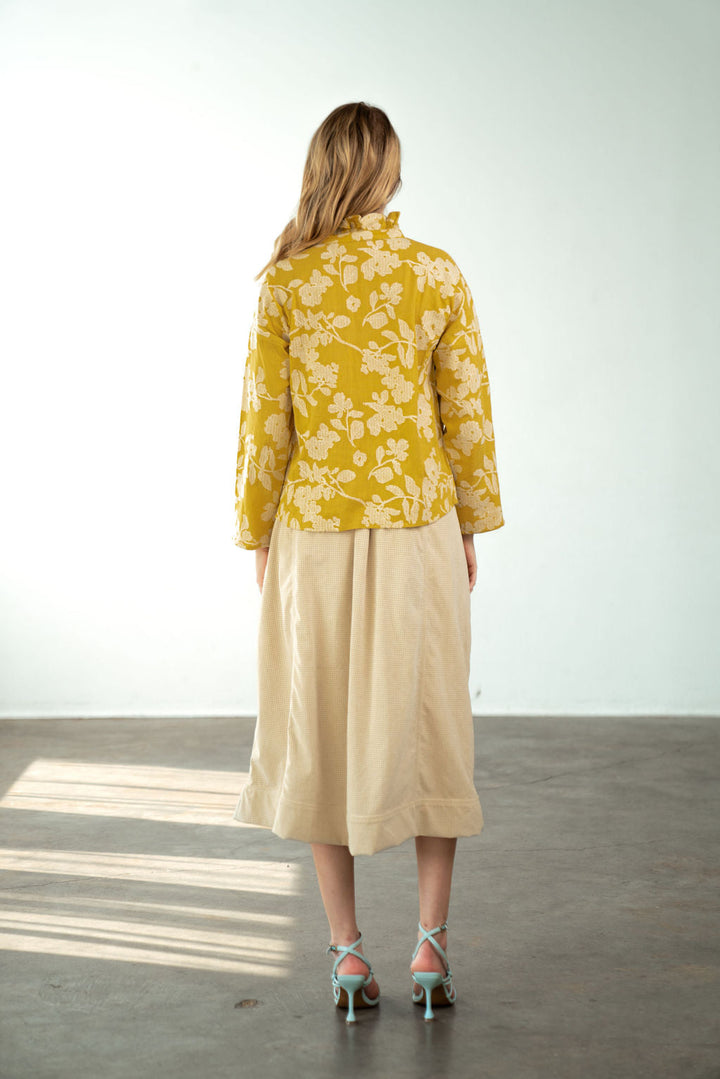 Vicki Long Sleeve Top - Yellow Crosstitch