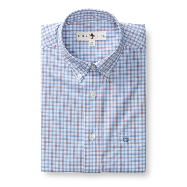 Performance Poplin Sport Shirt Quinn Plaid-Serenity Blue