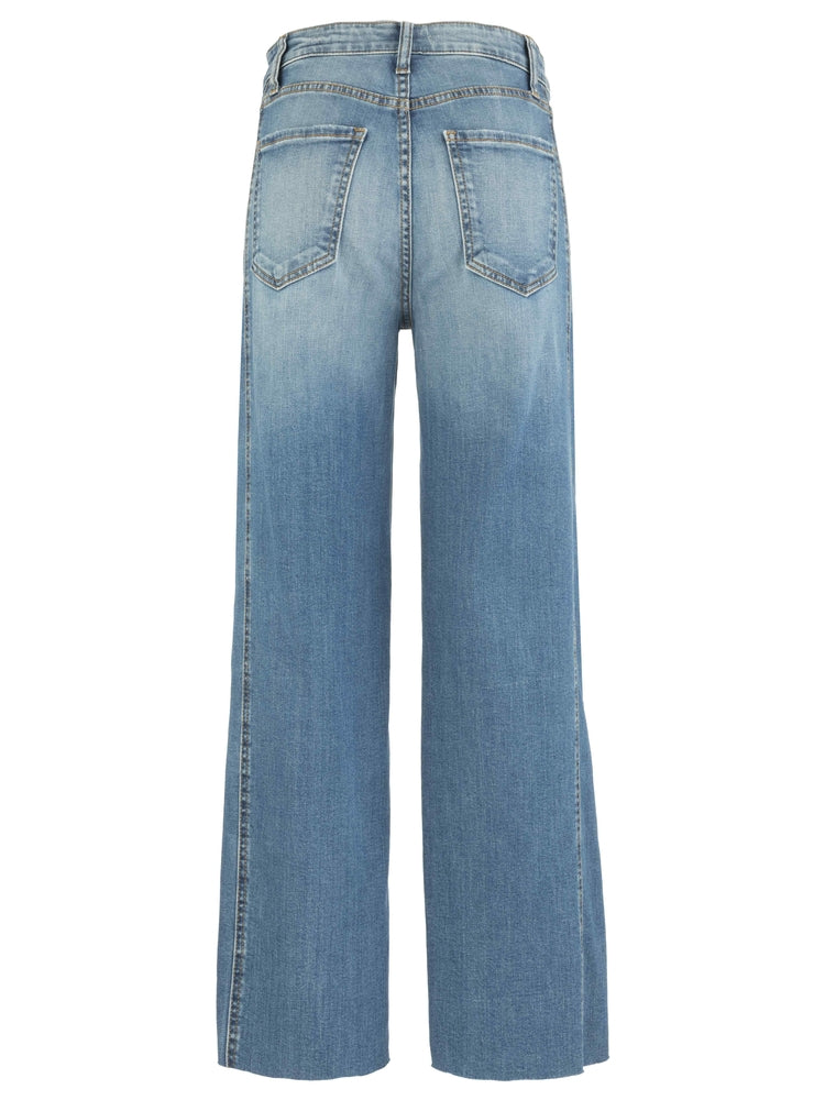 Charlotte High Rise Jean-Wide Leg w/ Raw Hem - Color: Artisan