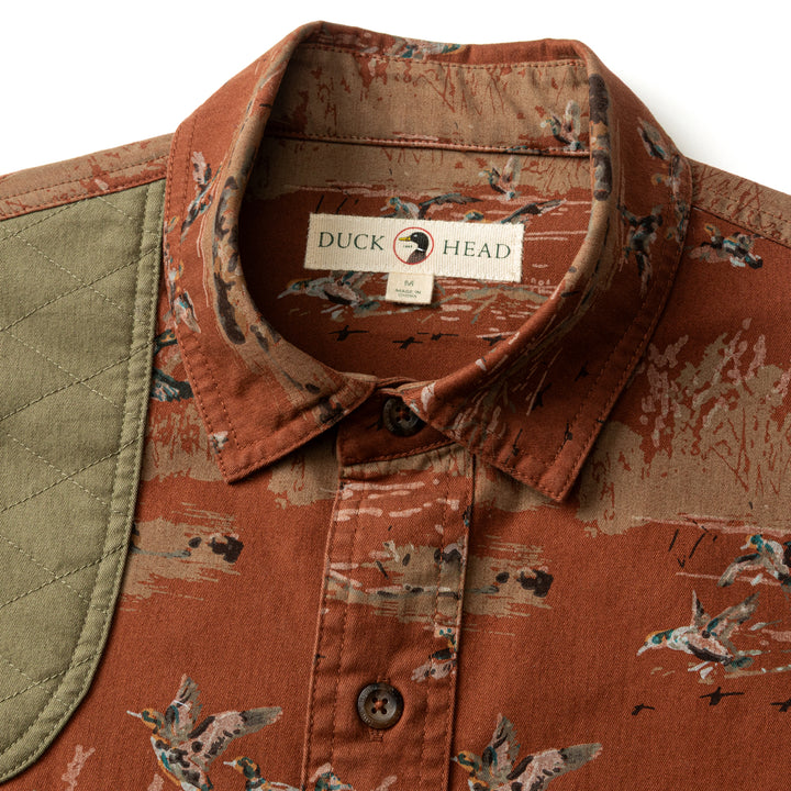 Woodland Shooting Shirt- Saddle Brown Print
