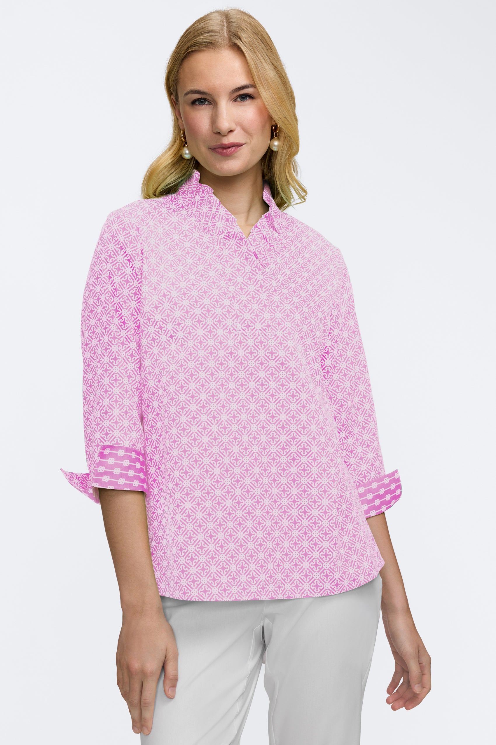 Tammy 3/4 Lattice Pink Shirt