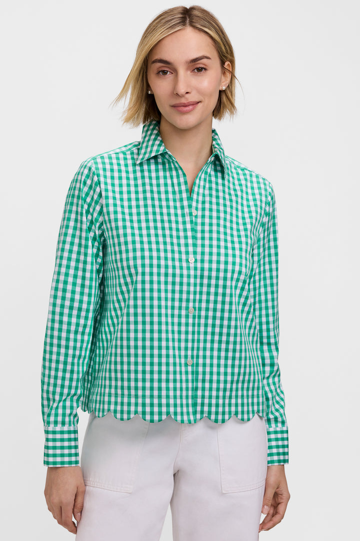Scarlett is Gingham Shirt - White/Green
