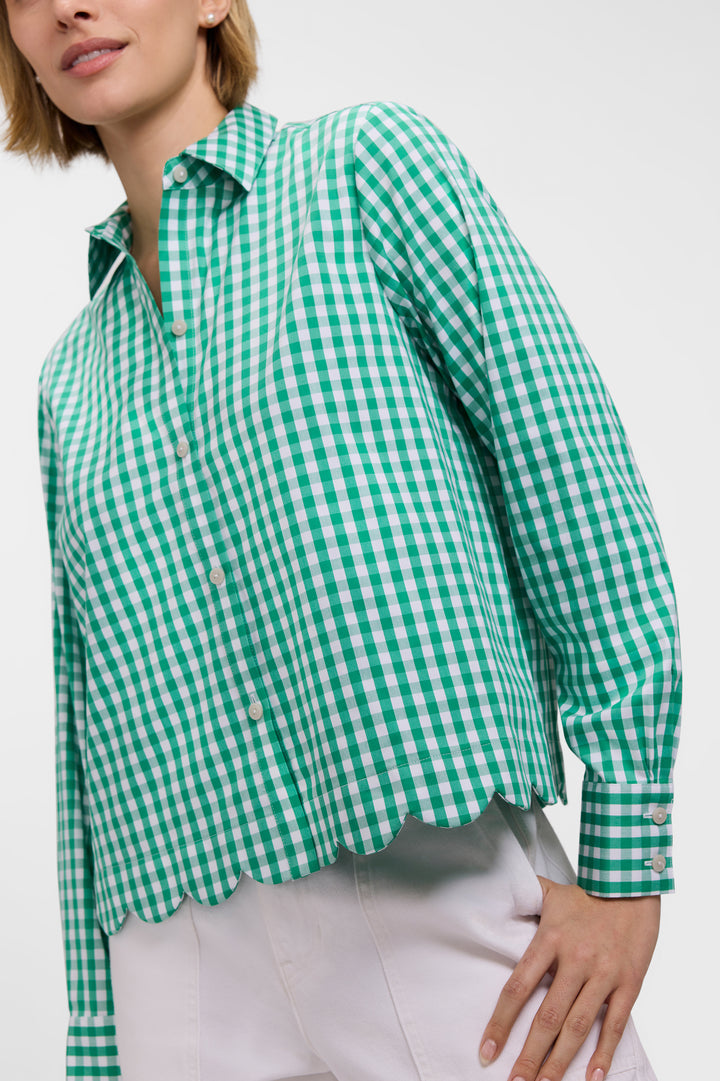 Scarlett is Gingham Shirt - White/Green