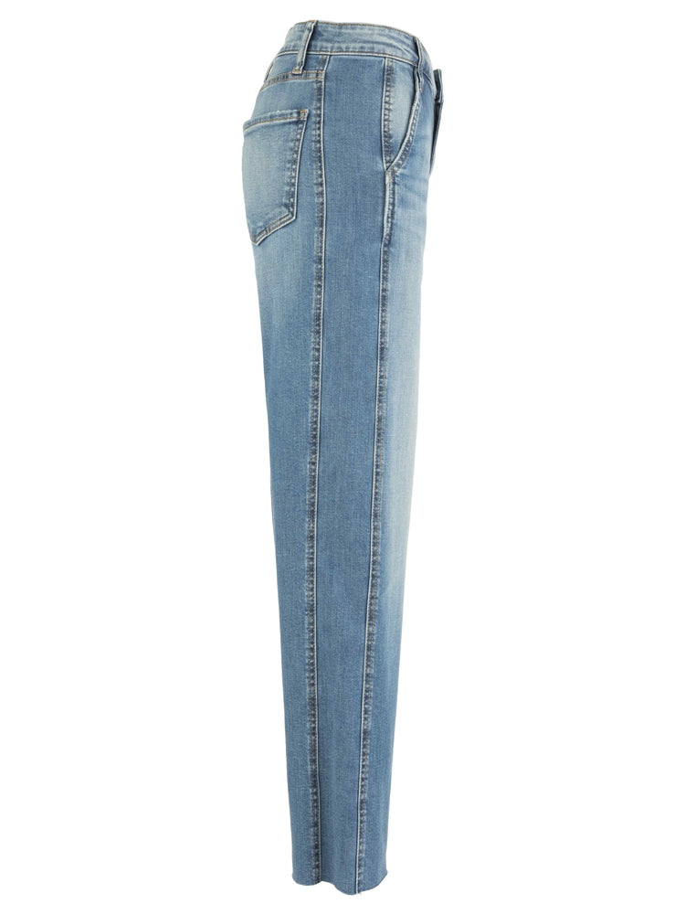 Charlotte High Rise Jean-Wide Leg w/ Raw Hem - Color: Artisan
