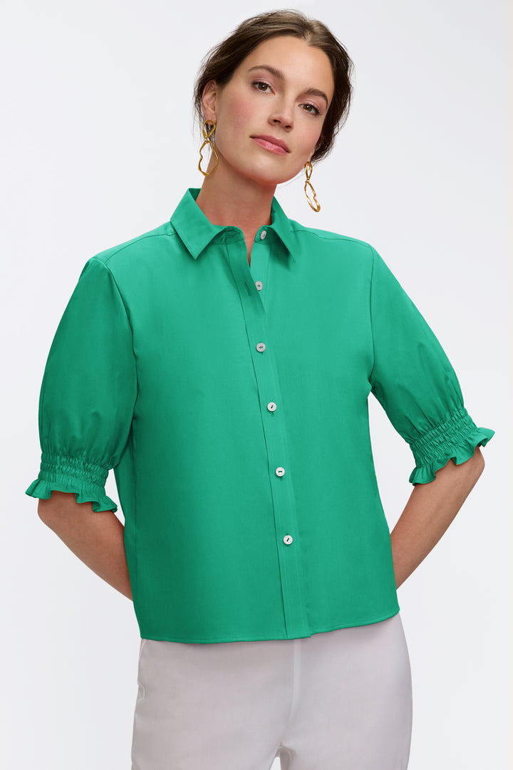 Vivienne Elbow Shirt - Kelly Green
