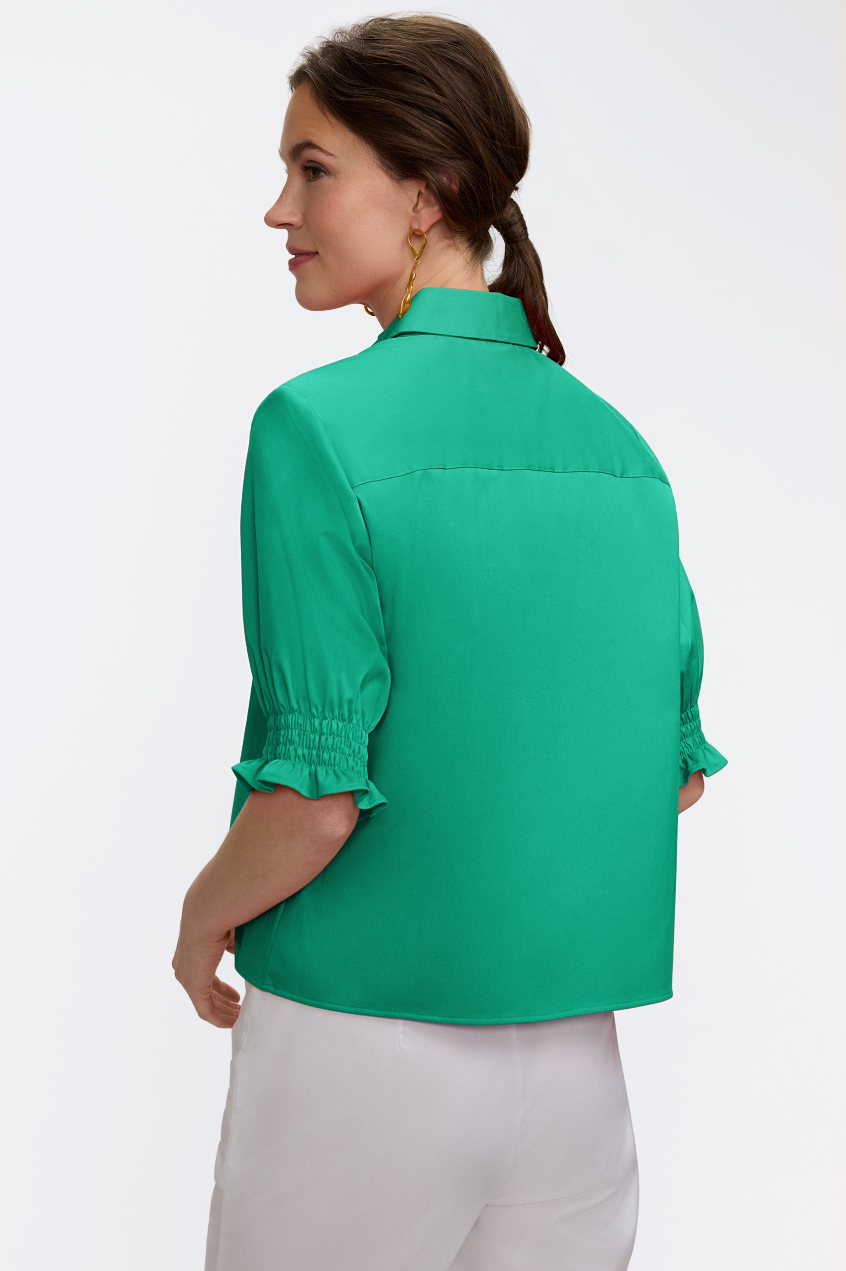 Vivienne Elbow Shirt - Kelly Green