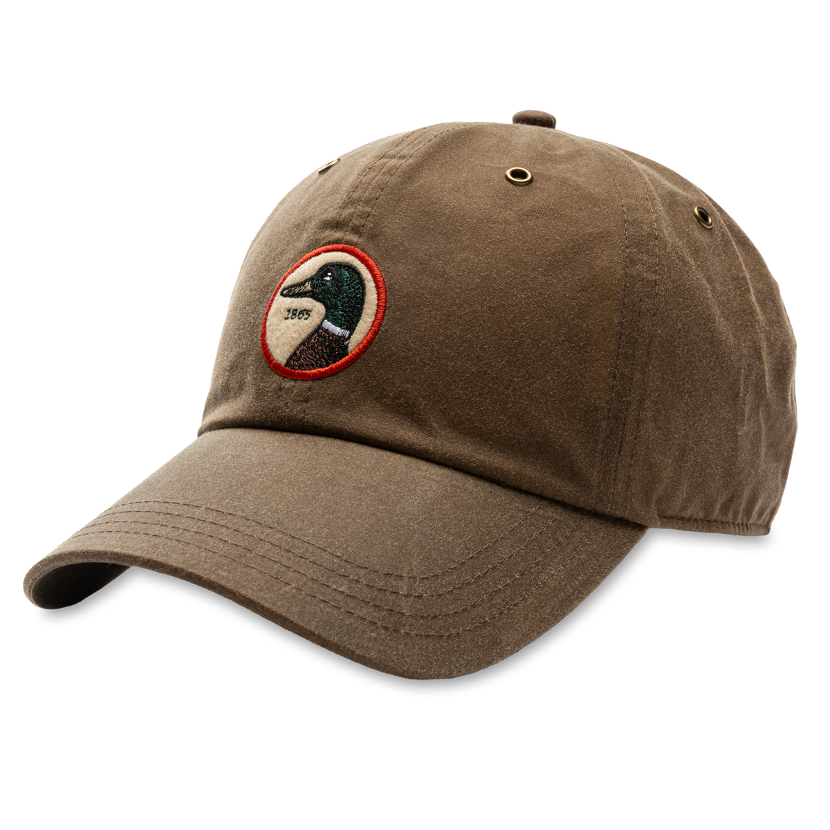 Circle Patch Waxed Cotton Hat-Umber Brown