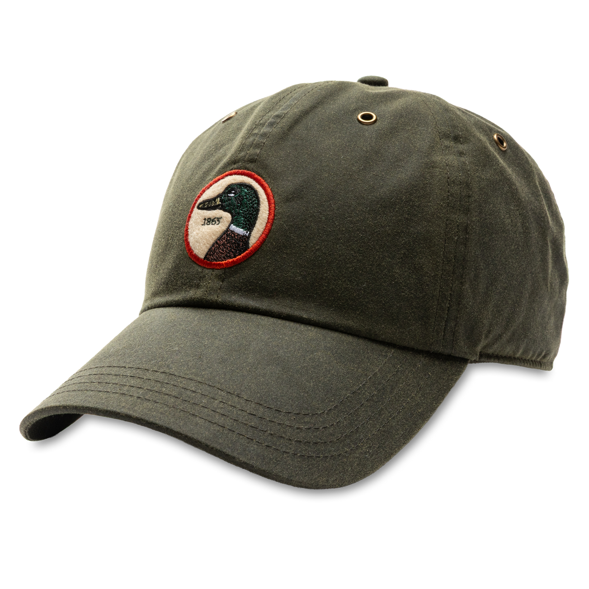 Circle Patch Waxed Cotton Hat-Dark Olive