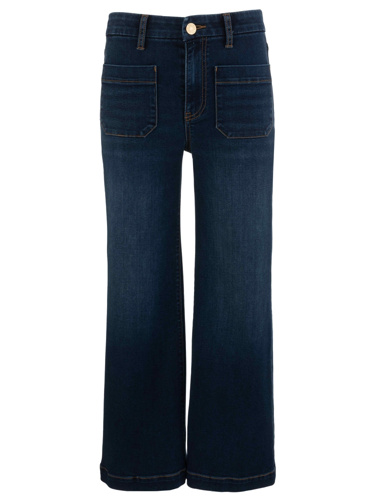 Meg High Rise Jean-Wide Leg w/ Patch Pkts: Color-Cheerfully