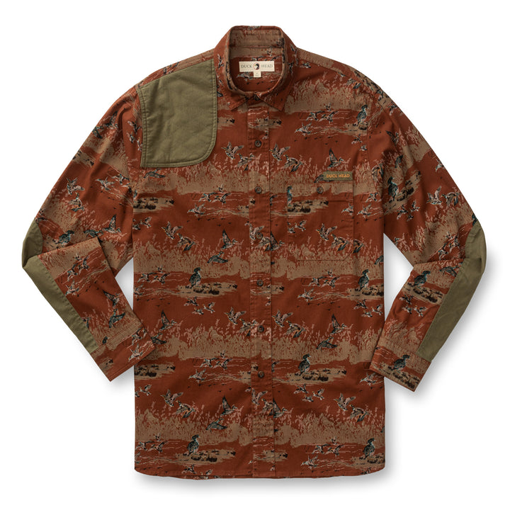 Woodland Shooting Shirt- Saddle Brown Print