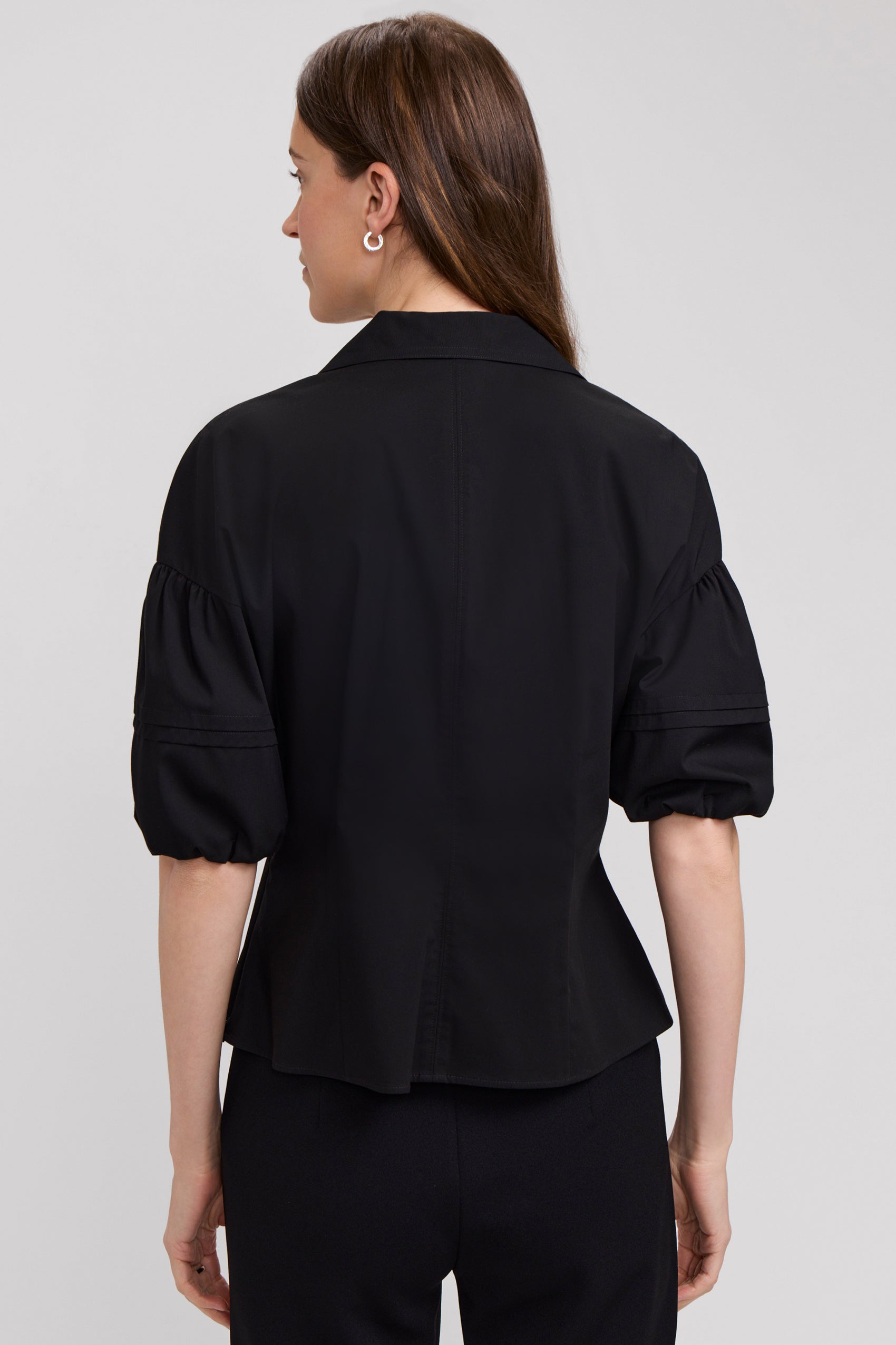 Lucia Elbow Puff Sleeve Shirt - Black