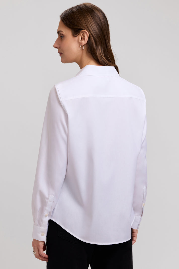 Hampton Chest Embroidery Longsleeve Shirt - Wht/Blk