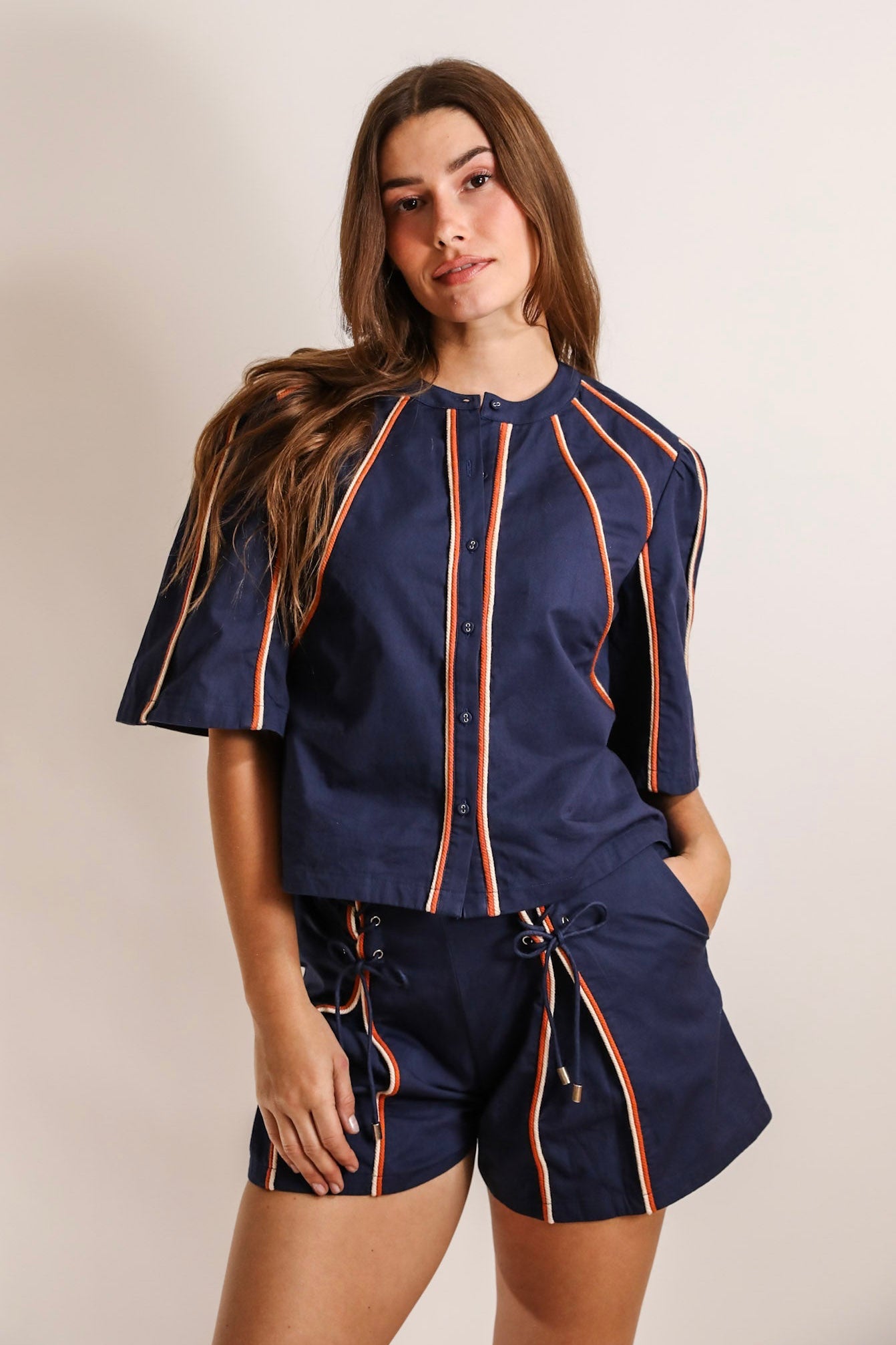 Solstice Button Down Top - Navy