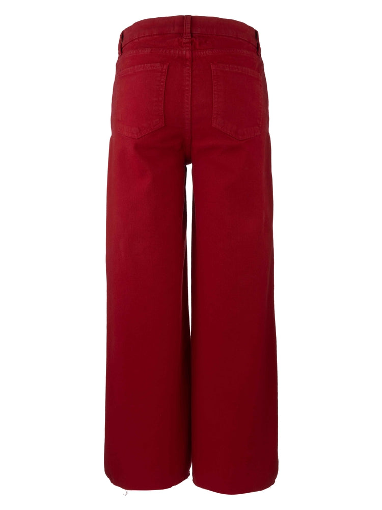 Meg High Rise Wide Leg Raw Hem - Ruby Red