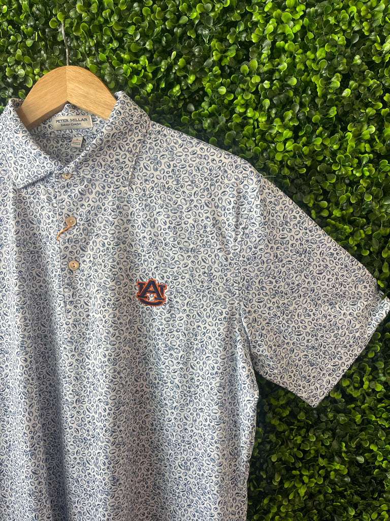 Auburn Printed Performance Polo - Navy