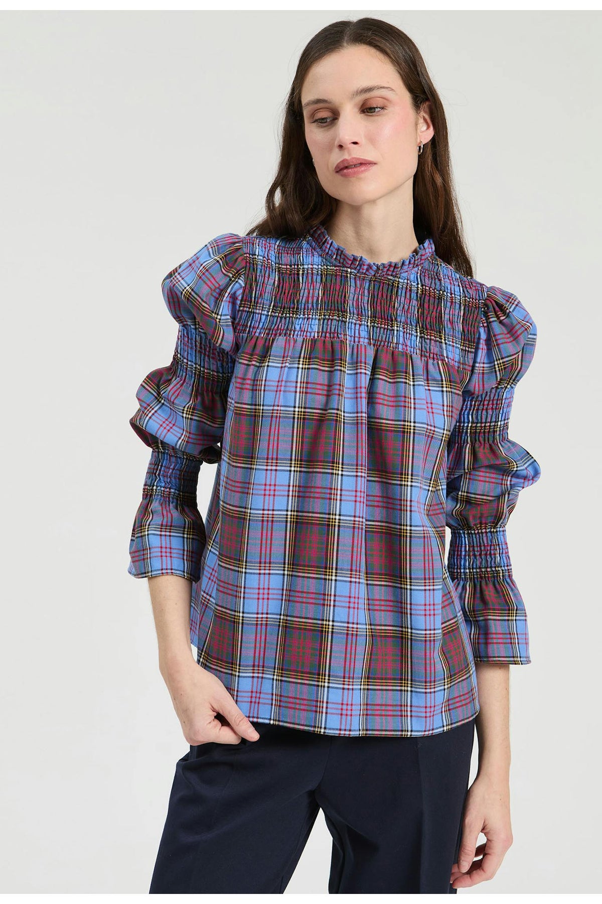 Senna Blue Tartan Top