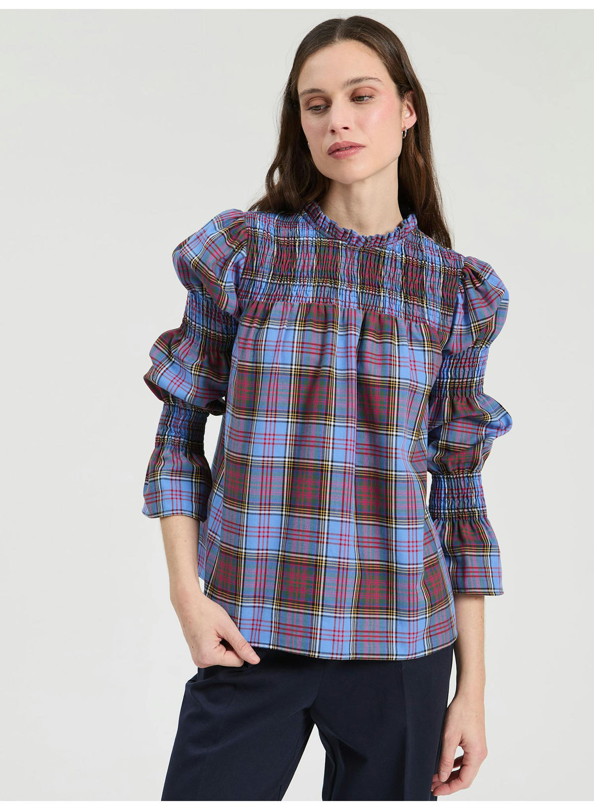 Senna Blue Tartan Top